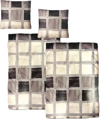 Produktbild von Hochwertige Biber Bettwäsche Baumwolle  Grafisch Grau Beige 2tlg. 4tlg. 155x220 80x80cm: 4tlg.