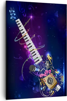 Produktbild von Bild auf Leinwand - Leinwandbild - Einteilig - Gitarre Instrument Musik Notiz - 70x100cm - Wand Bild - Wandbilder - Leinwanddruck - Wanddekoration - Leinwand bilder - Wandbild - PA70x100-2724