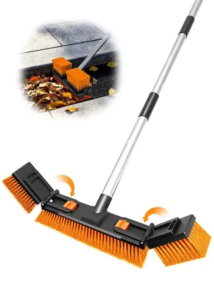 Image de Balai réglable avec tête de brosse ronde, idéal pour une utilisation extérieure