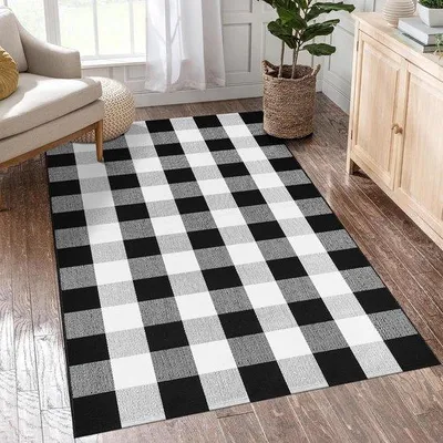Obrázok produktu pre Čierno-biely tkaný koberec 90 x 150 cm