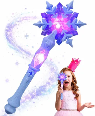 Imagen del producto de Varita mágica con copos de nieve luminosos, de plástico, para niños y mujeres