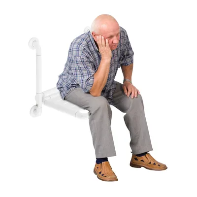Image de Siège de douche mural 150kg Tabouret de douche pliable pour personnes âgées 34*37cm Blanc