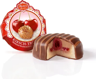 Produktbild von Reber Kirsch Trüffel Pastete aus Zartbitterschokolade und Füllung 49g