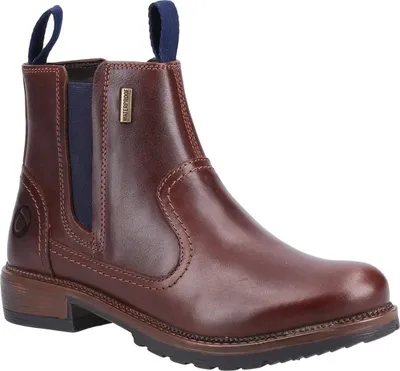 Obrázek produktu pro Cotswold Damen Laverton Slip On Leder-Stiefeletten FS5829 (38 EU) (Braun/Marineblau)
