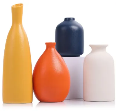 Productafbeelding van Set van 4 keramische bloempotjes in pastelkleuren