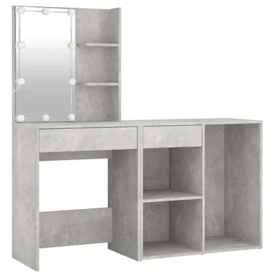 Produktbild von vidaXL LED-Schminktisch mit Schrank Betongrau Holzwerkstoff