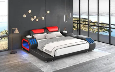 Produktbild von Luxus Led Betten Beleuchtetes Schlafzimmer Bett Lederbett 180x200 Möbel