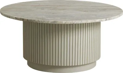 Zdjęcie produktu dla FURNLUX Stolik kawowy Erie Marble White And Beige 90cm / Kolor główny: beżowy / Wymiary: 90 x 90 x 40 cm