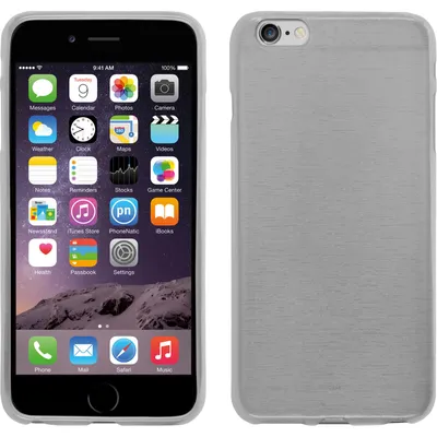Produktbild von PhoneNatic Case kompatibel mit Apple iPhone 6 Plus / 6s Plus - weiß Silikon Hülle brushed + 2 Schutzfolien