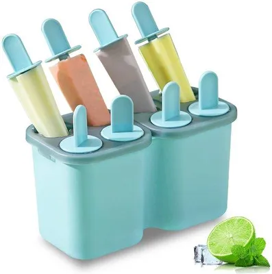 Produktbild von Unyqoos® Eisformen Set 8 Stück – wiederverwendbare, leicht herausnehmbare Eisförmchen aus lebensmittelechtem, BPA‑freiem Kunststoff, bunt, für Kinder & Familie
