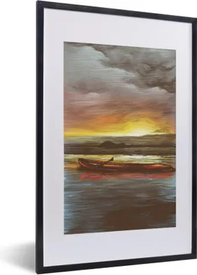 Produktbild von MuchoWow® MuchoWow® Gerahmtes Poster Boot - Meer - Sonne 40x60 cm - Poster mit zchwarzem Bilderrahmen - Poster in Rahmen