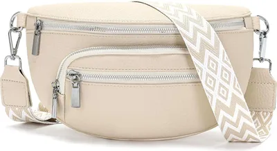 Produktbild von Damen Bauchtasche Klein Beige Umhängetasche