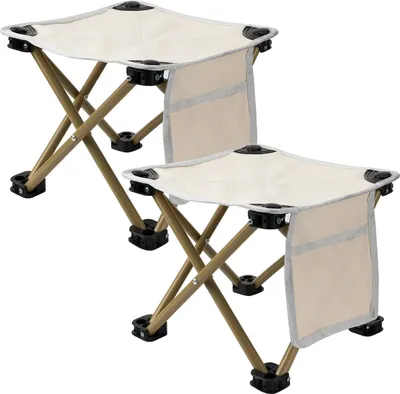 Produktbild von Stück Campinghocker, klein, leicht, stabil, tragbar, mit Seitentasche, bequemer Klappstuhl für Camping, Angeln, Wandern, Gartenarbeit, Spazierengehen, Picknick, Reisen, Grillen, Rucksackreisen (weiß, einfarbig)