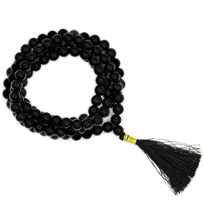 Image de Mala Tourmaline noire qualité Aa 108 perles + sachet en brocate