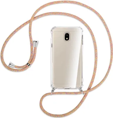 Produktbild von Handykette Backcover-Schutzhülle mit Band (Metall silberfarben) für Samsung Galaxy J3 2017 - Rainbow