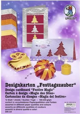 Produktbild von Designkarton Festtagszauber A4 180-230g/qm VE=12 Blatt sortiert