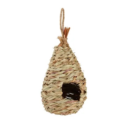 Image de Relaxdays Nid d'oiseau, à suspendre, décoration pour balcon, terrasse, jardin, tressé, nichoir en paille, H x P 29 x 12 cm, naturel