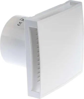 Image de Ventilateur de salle de bain avec minuterie et capteur d'humidité – Ventilateur d'extraction silencieux blanc – Ventilateur mural pour cuisine, garage et WC – Ø 100 mm