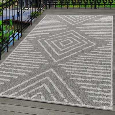 Produktbild von Carpetsale24 Outdoor Teppich Wetterfest Innen & Außenbereich Modern Design Küchenteppich Balkon Terrassen Flachgewebe Wetterfest, Grösse: 140x200 cm