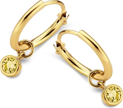 Produktbild von New Bling 9NBG-0612 Gold-Ohrringe mit Zirkonia-Anhänger - 11x1,2 mm - Gelb - 3,5 mm - 14 Karat - Gold