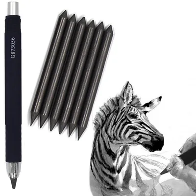 Image de Crayon mécanique graphite de 5,6 mm avec 6 mines 4B noires. Mécanisme rechargeable