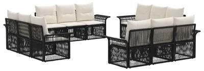 Immagine prodotto di Set divani da giardino 12 pezzi in polyrattan nero