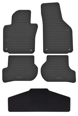 Productafbeelding van Rubberen automatten + tunnelmat voor Volkswagen Golf V 2003-2009 (hatchback/stationwagen) – 5-delig, zwart, op maat – Wielganizator SolidTread