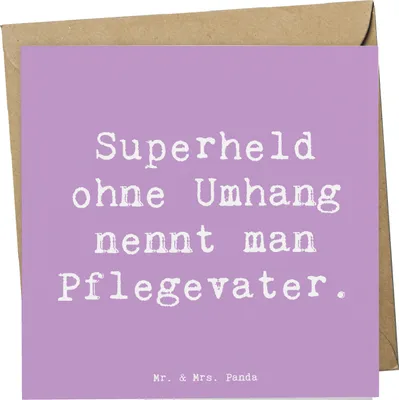 Produktbild von Mr. & Mrs. Panda doppelkarte Spruch Pflegevater Held - Lavendeltraum - Geschenk, Familie, Verwandte, Klappkarte, Glückwunschkarte, Familienmitglieder, Erziehung
