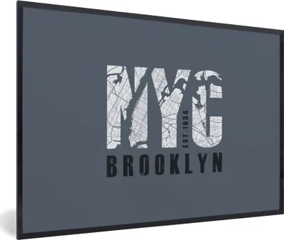 Produktbild von MuchoWow® MuchoWow® Gerahmtes Poster New York - Brooklyn - Blau 30x20 cm - Poster mit zchwarzem Bilderrahmen - Kunstdruck - Bild-Poster