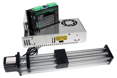 Obrázek produktu pro Modul s krokovým motorem a lineární kolejnicí, vysoká přesnost, flexibilní instalace, možnost připojení ovladače a napájení, zdvih 400 mm