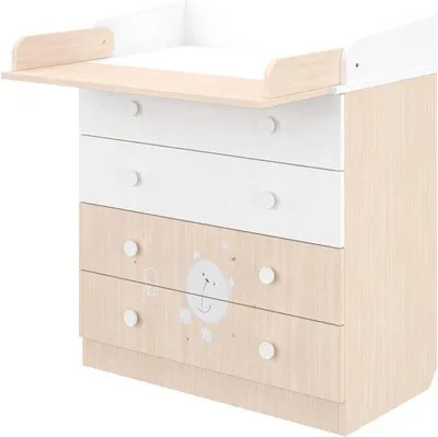 Productafbeelding van Babycommode met lades - Commode babykamer - Baby verzorgen - Opklapbaar verschoonblad - 80.4 x 48 x 91.7 cm
