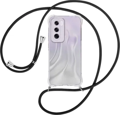 Produktbild von Handykette Backcover-Schutzhülle mit Band (Metall silberfarben) für OPPO Reno 12 Pro 5G - schwarz