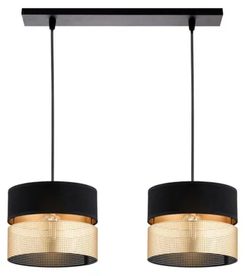 Produktbild von KAR-LIGHTING Pendelleuchte 2-flammig Schwarz-Gold, Metall, 50×20×90 cm, höhenverstellbar, E27-Fassungen – für Esstisch & Insel