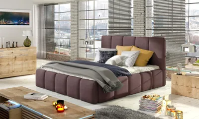 Produktbild von Polsterbett Doppelbett VERONA Set 1 Polyesterstoff Violett 180x200cm