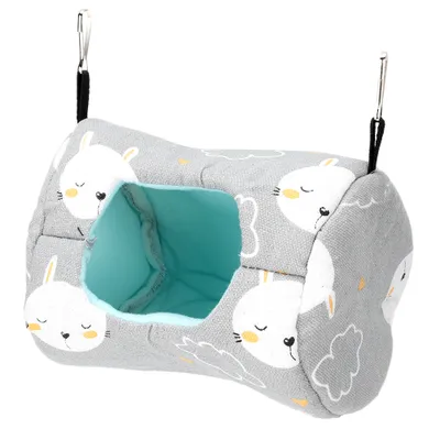 Obrázok produktu pre Four Seasons Canvas Gray Hamster Hammock Hanging House Nest for Chinchillas Small PetsGray Small Rabbit