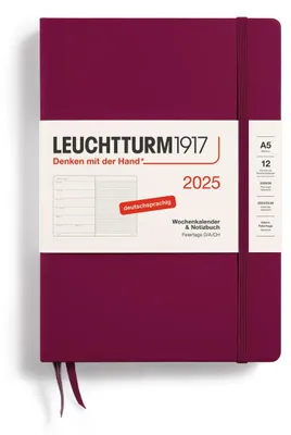 Produktbild von LEUCHTTURM1917 370486 Wochenkalender & Notizbuch Medium (A5) 2025, Port Red, Deu