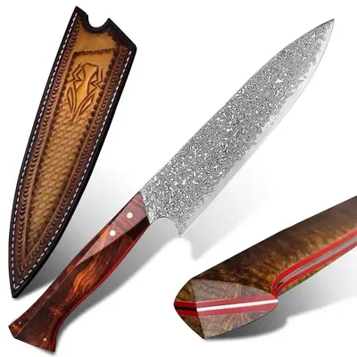 Produktbild von Damast Küchenmesser MASTERPIECE Takeshi - Handgefertigt aus VG10 Stahl KP29019