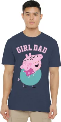 Obrázek produktu pro Prasátko Peppa - Tričko "Girl Dad" pro muže/dámy uni, strakaté TV21873 (L) (Námořnická modrá strakatá)