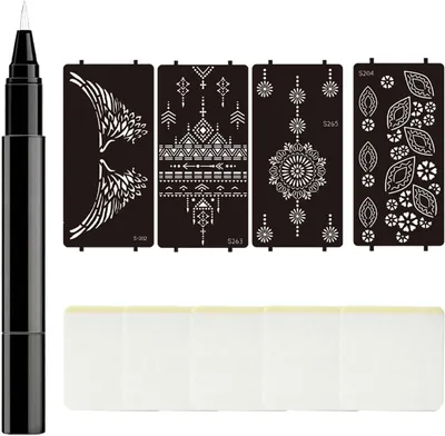Imagen del producto de Bolígrafo para tatuajes, tatuajes temporales, 4 calcomanías para tatuajes, para la piel