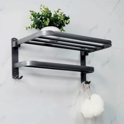 Immagine prodotto di Portasciugamani da bagno in alluminio con ganci, 38 cm