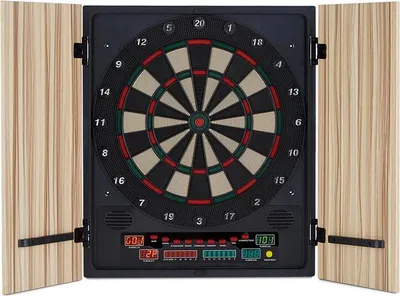 Obrázok produktu pre oneConcept Dartmaster 180 automat na šípky, elektronický terč, e-šípky, terč až pre 8 hráčov, virtuálny súper, LED displeje, 12 šípok, béžová