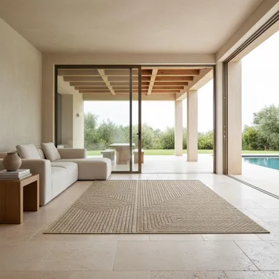 Produktbild von Outdoor Teppich Jute-Optik Wetterfest Waschbar Strapazierfähig | Beige 160x230 cm Balkon Terrasse Fußbodenheizung | ARLBERG – Kadima Design