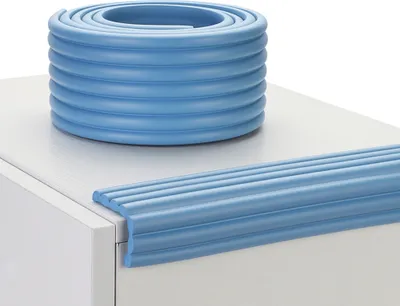 Image de (pack de 2) 2 mètres de W-forme multifonctionnelle ultra-large protection de bord Barre de collision élargie et épaissie Pare-chocs pour enfants, Lake Blue