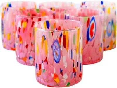 Produktbild von Famanu Set von 6 Murrina Gläsern, 300 ml, Einzigartige Handgefertigte Farben - Ideal für jede Gelegenheit