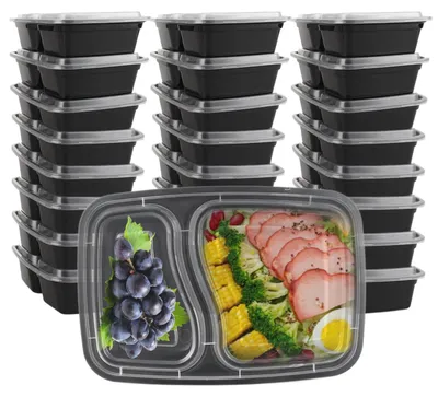 25 Meal Prep Boxen 1000 ml, 2 Fächer, BPA-frei, wiederverwendbar