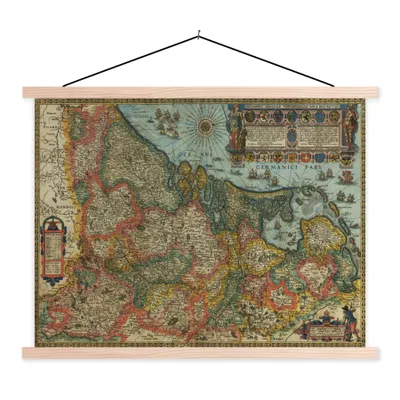 Produktbild von MuchoWow® Textilposter Historische Karte der Niederlande 150x113 cm mit holzfarbenen Rahmen - Poster