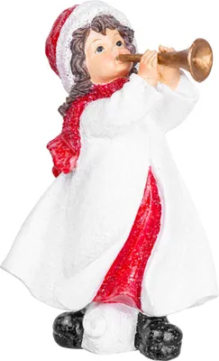 Produktbild von Weihnachtsdekoration MagicHome, Mädchen Trompete spielend, Polyresin, 12x12x20 cm