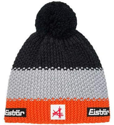 Zdjęcie produktu dla Czapka zimowa dla dzieci Eisbär Star Pompon MÜ SA z paskiem z polaru, kolor pomarańczowy/jasnoszary/czarny, 71119-054 – rozmiar 55 / dla dzieci