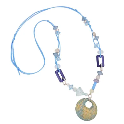 Produktbild von Kette Scheibe blau türkis hellblau hellblau 90 cm