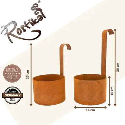 Produktbild von Garten Deko Pflanztopf | 2er Set | zum Hängen | Edelrost Deko Hängetopf